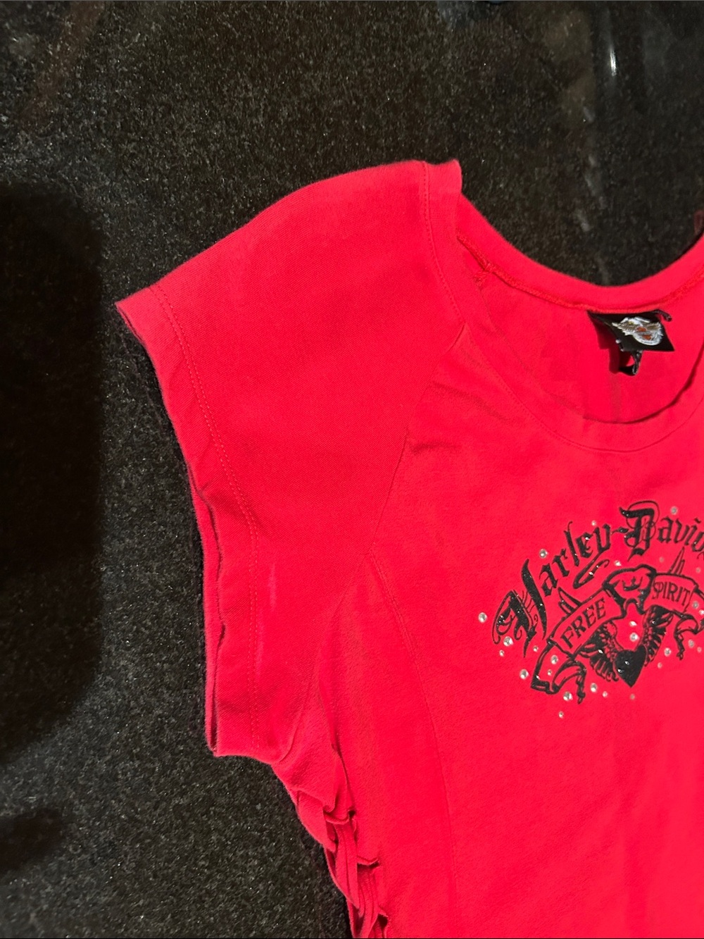 Vintage Harley-Davidson Red Short Sleeve Side-Lace Graphic Tee - Picture 12 of 14